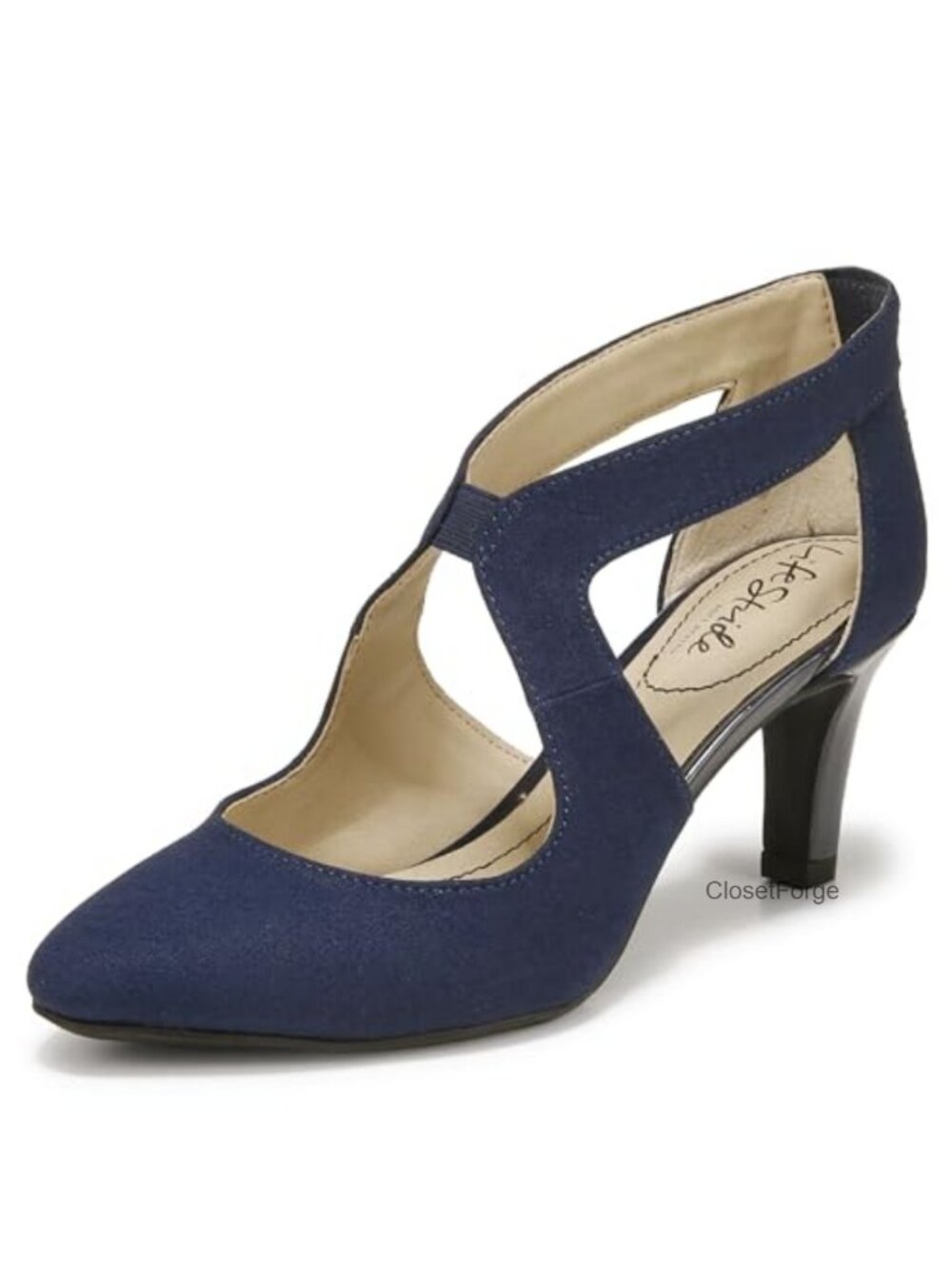 Women's Almond Toe Pumps with Side Cutouts Back Zip Heels